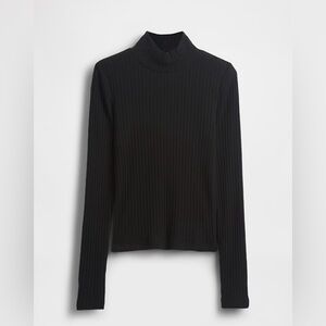 GAP Black Ribbed Mock Neck Top